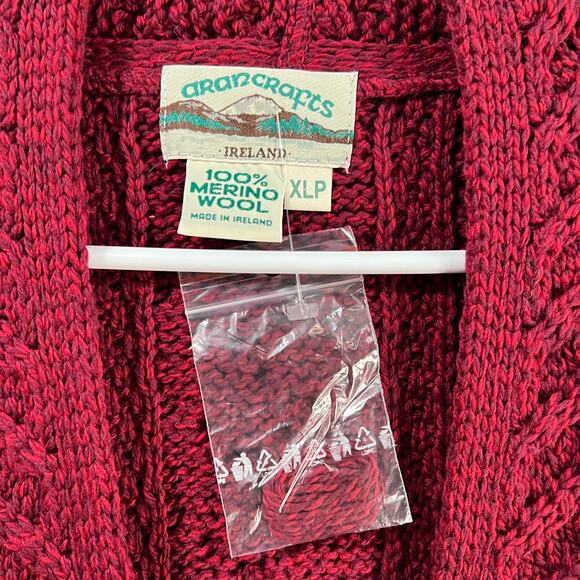 Aran Craft Petite Merino Wool Open Front Cardigan Sweater Wine Berry XLP - Picture 3 of 8